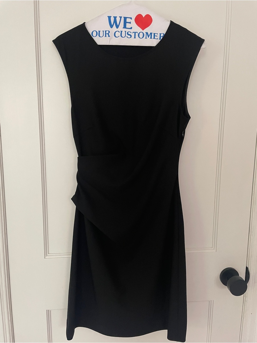 Theory Black Sleeveless Draped Sheath Dress